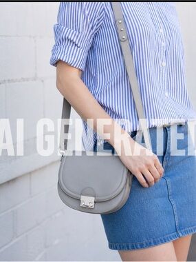 Luxury Loeffler Randall Crossbody Saddle Bag Grey